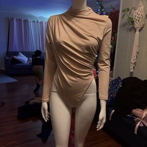 Elegant Cream Long Sleeve Women's Top